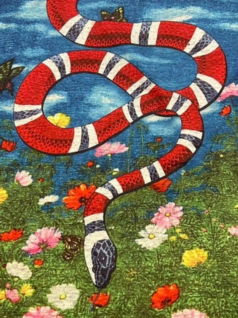 Gucci Graphic Print Tshirt Snake Floral Multicolor Made in Italy